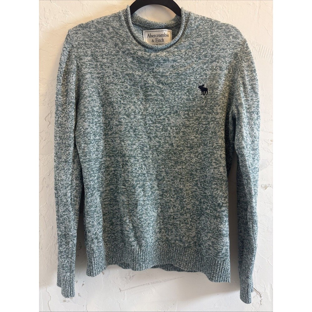 Abercrombie & Fitch Men’s Y2K Green Heather Knit Crewneck Sweater Pullover Sz S